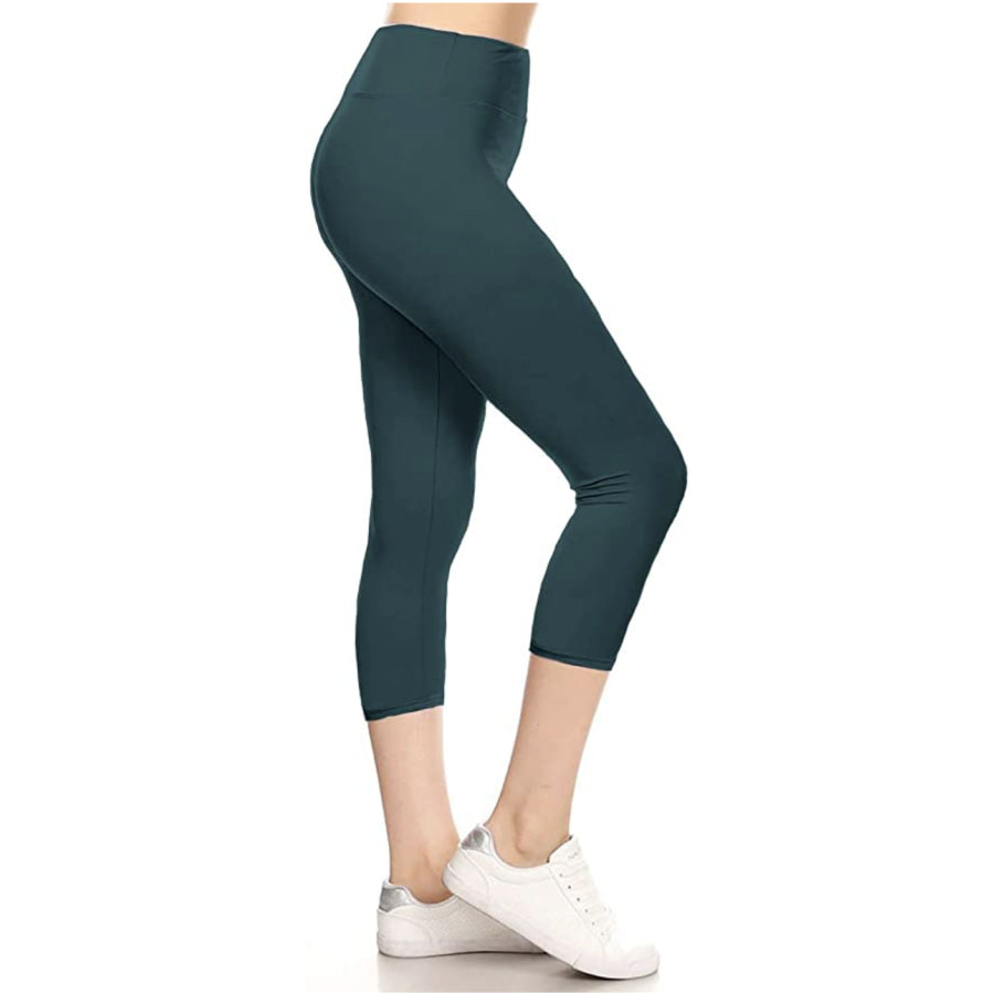 NEW! Solid Yoga Waist Capri Leggings! Curvy 2 3X-5X / Teal Leggings