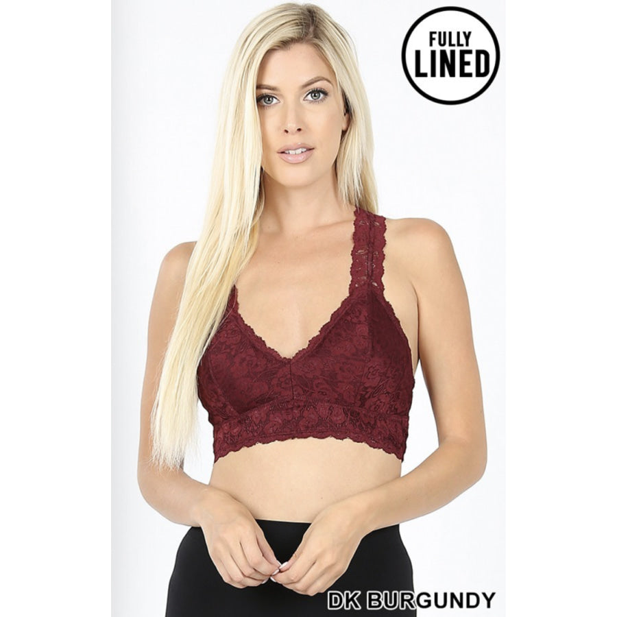 NEW COLOURS COMING SOON! Stretch Lace Hourglass Back Bralette With Full Mesh Lining Bra
