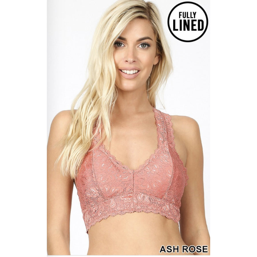 NEW COLOURS COMING SOON! Stretch Lace Hourglass Back Bralette With Full Mesh Lining Bra