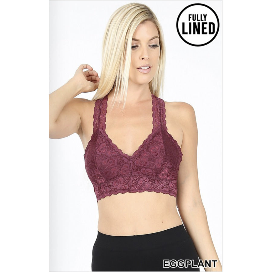 NEW COLOURS COMING SOON! Stretch Lace Hourglass Back Bralette With Full Mesh Lining Bra