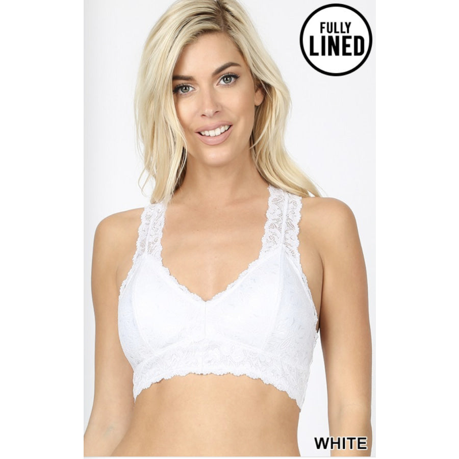 NEW COLOURS COMING SOON! Stretch Lace Hourglass Back Bralette With Full Mesh Lining Bra