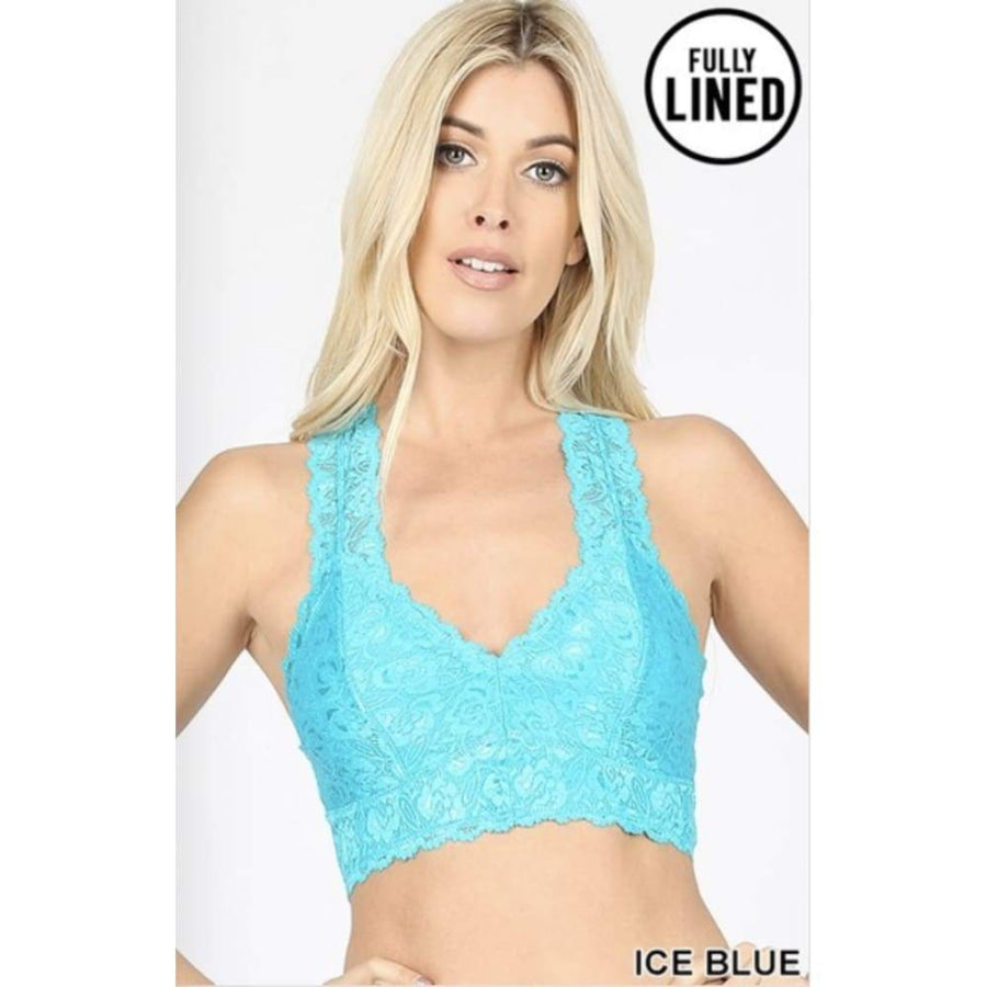 NEW COLOURS COMING SOON! Stretch Lace Hourglass Back Bralette With Full Mesh Lining Bra