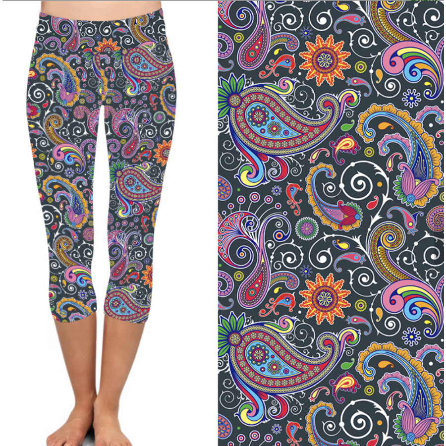 PREORDER! Buttery Soft Capri Leggings in Bold Prints Limited Quantities ETA early DEC! Summer Night Paisley / OS Leggings
