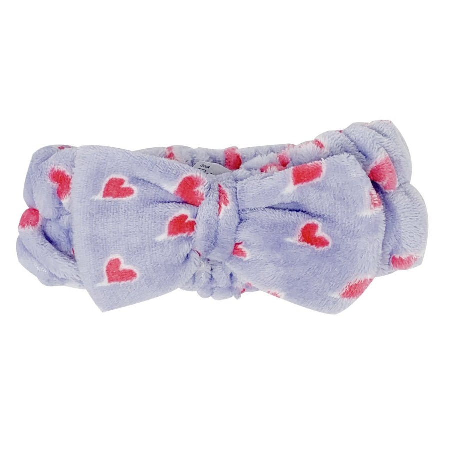 The Crème Shop Lavender Purple Teddy Headyband™ with Pink Hearts | Cruelty-Free & Vegan Headband