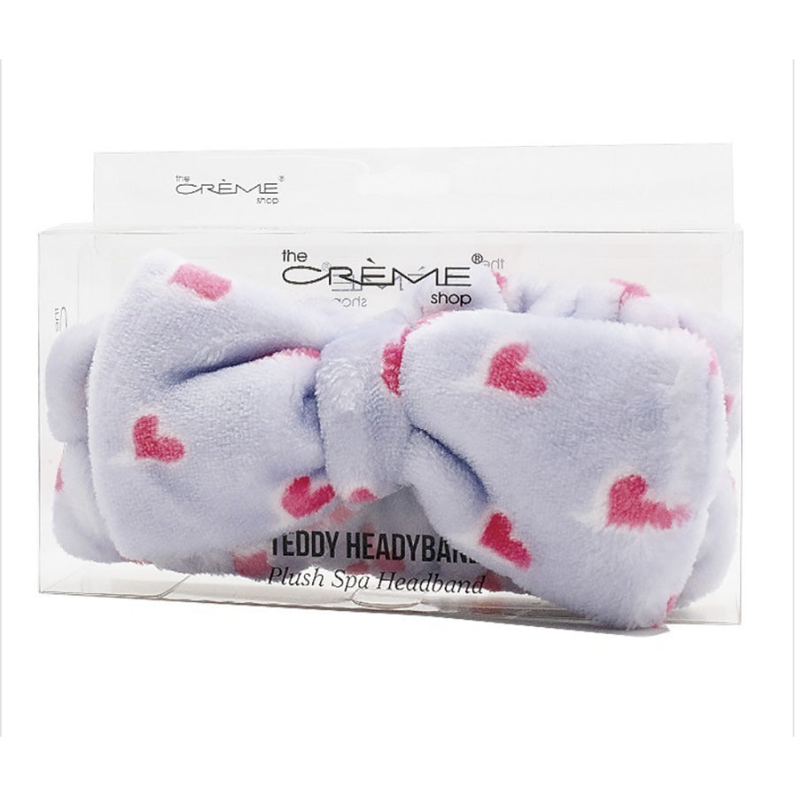 The Crème Shop Lavender Purple Teddy Headyband™ with Pink Hearts | Cruelty-Free & Vegan Headband