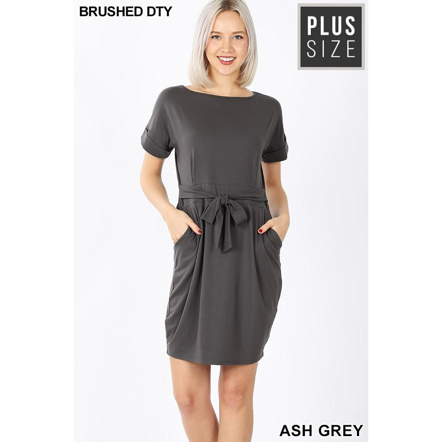 NEW! Tie-Belt Dress with Pockets Buttery Soft! Dark Plum / S Dresses