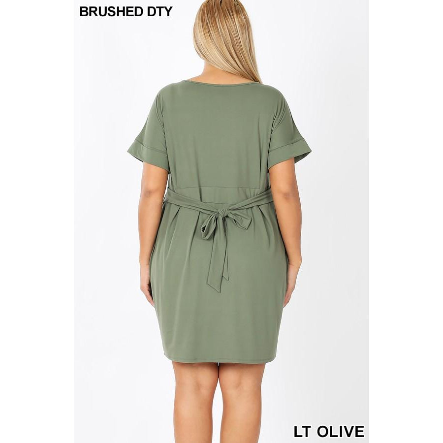 NEW! Tie-Belt Dress with Pockets Buttery Soft! Dark Plum / S Dresses