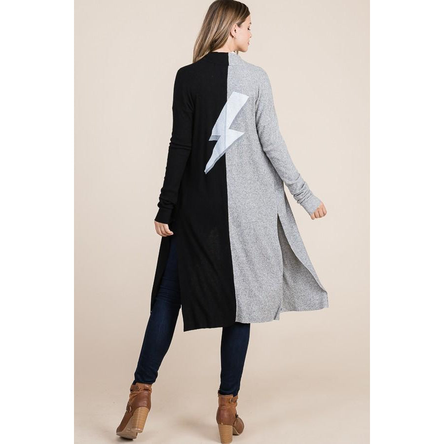 NEW! Tiger Brushed Ribbed Colour Block Cardigan with Lightning Bolt Cardigan