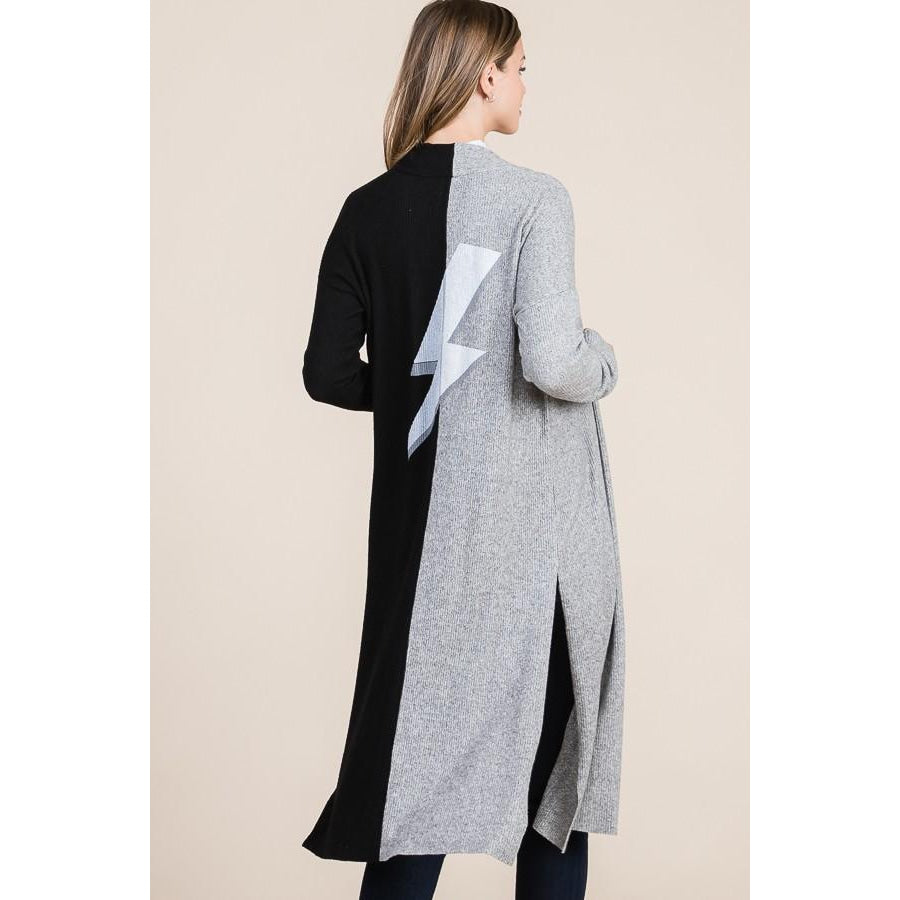 NEW! Tiger Brushed Ribbed Colour Block Cardigan with Lightning Bolt Cardigan