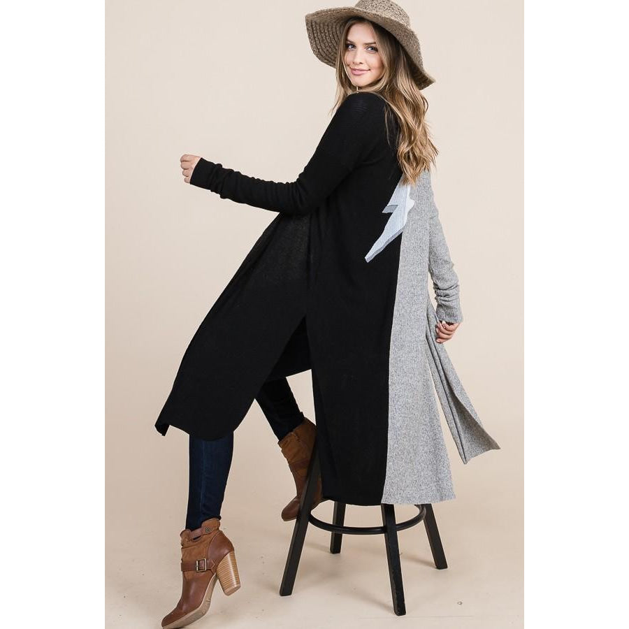 NEW! Tiger Brushed Ribbed Colour Block Cardigan with Lightning Bolt S Cardigan