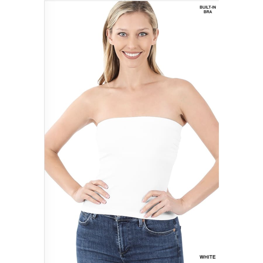 NEW! Tube Top With Built-in Bra White / Small Tops