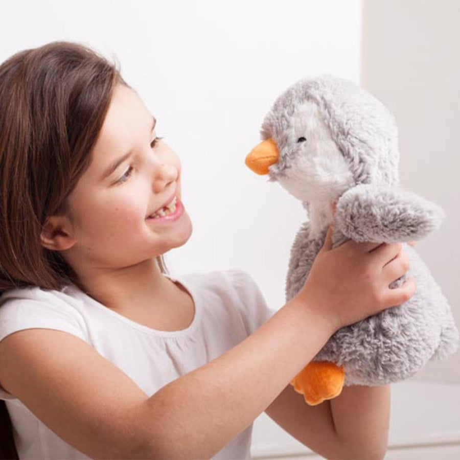 Warmies Large 33cm - Plush Animals filled with Flaxseed and French Lavender - Grey Penguin Grey Penguin Accessories