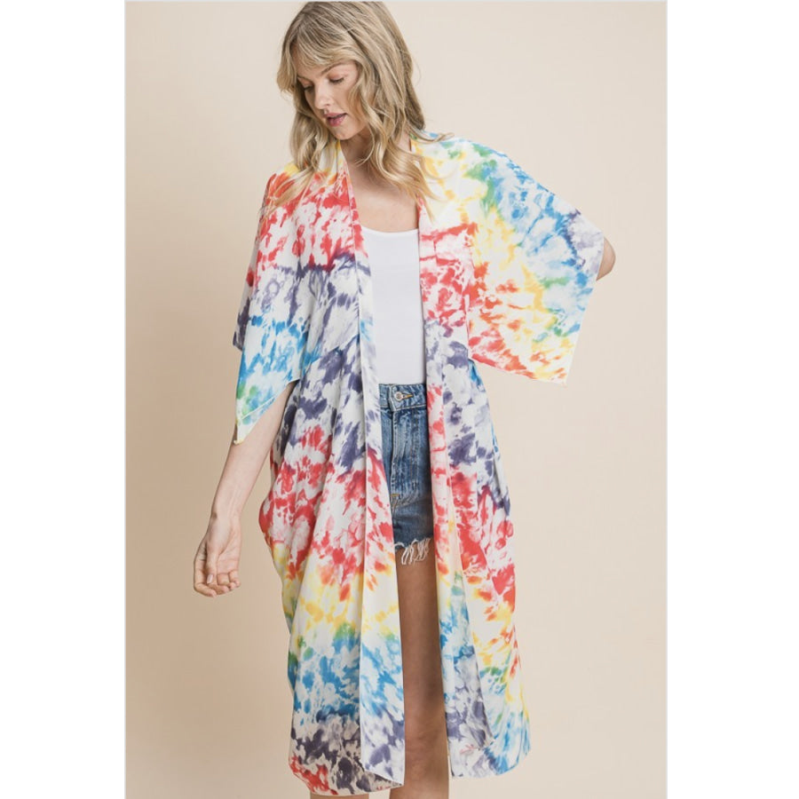 NEW! Wool Dobby Tie Dye Open Cardigan Beach Coverup Coverup