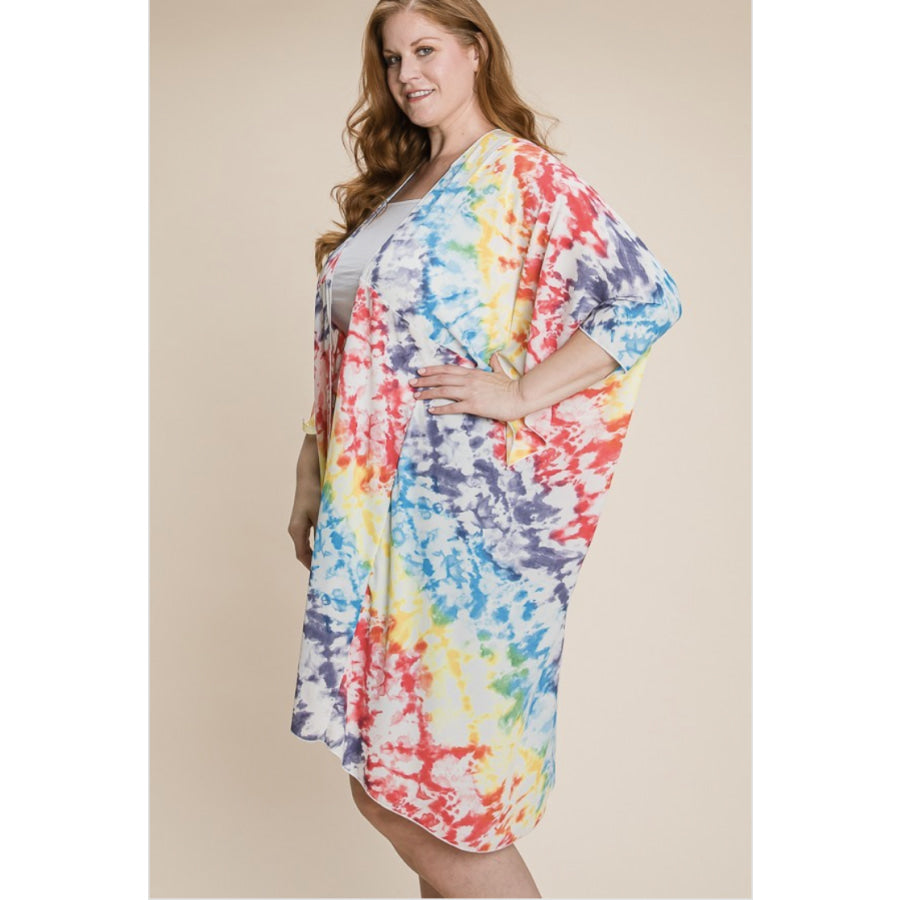 NEW! Wool Dobby Tie Dye Open Cardigan Beach Coverup Coverup