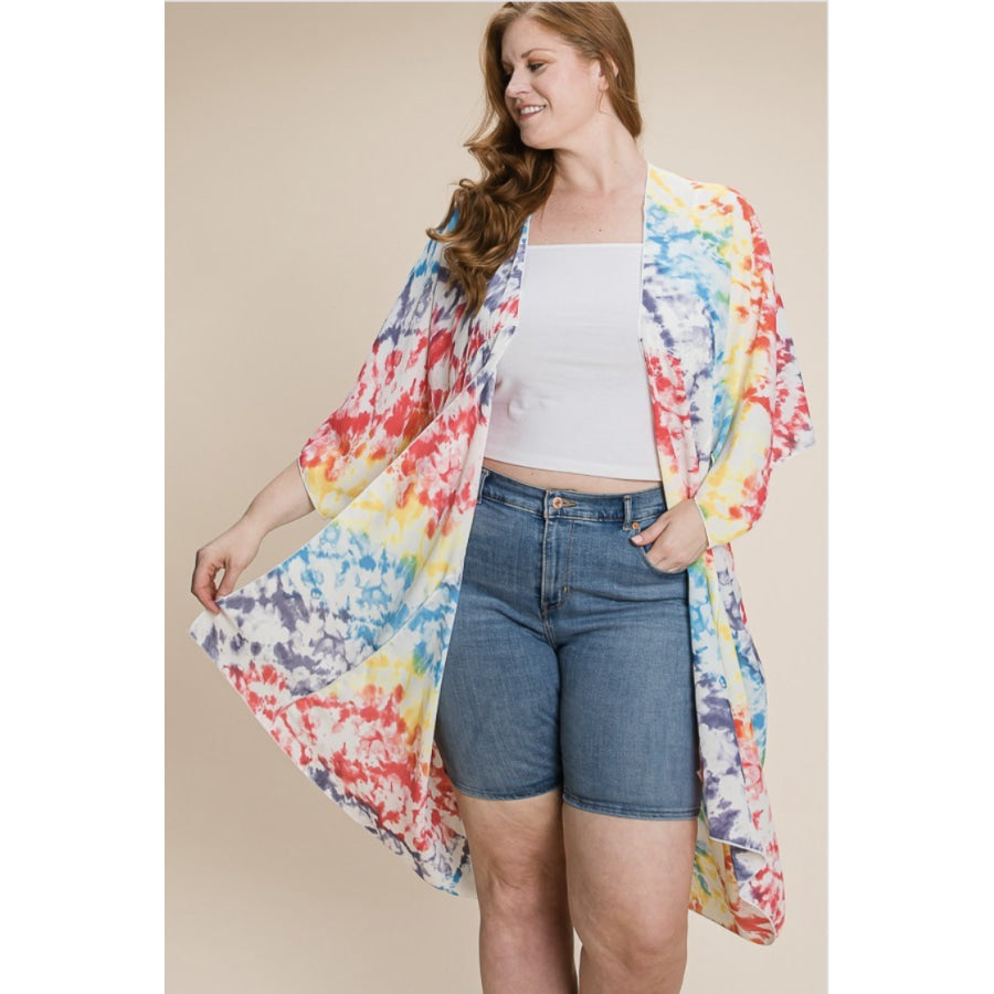 NEW! Wool Dobby Tie Dye Open Cardigan Beach Coverup Coverup