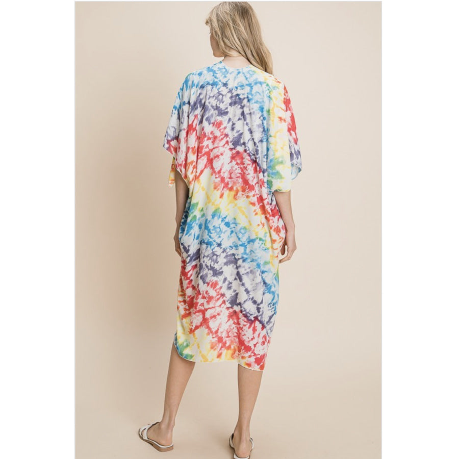 NEW! Wool Dobby Tie Dye Open Cardigan Beach Coverup Coverup