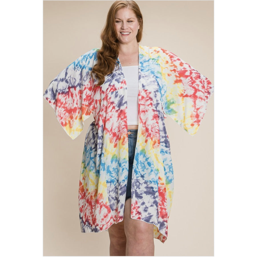 NEW! Wool Dobby Tie Dye Open Cardigan Beach Coverup Coverup