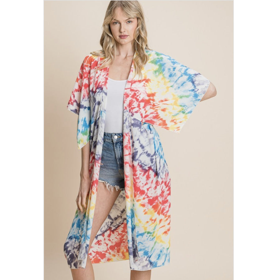 NEW! Wool Dobby Tie Dye Open Cardigan Beach Coverup Coverup