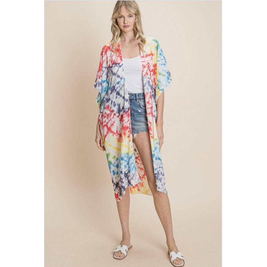 NEW! Wool Dobby Tie Dye Open Cardigan Beach Coverup Coverup
