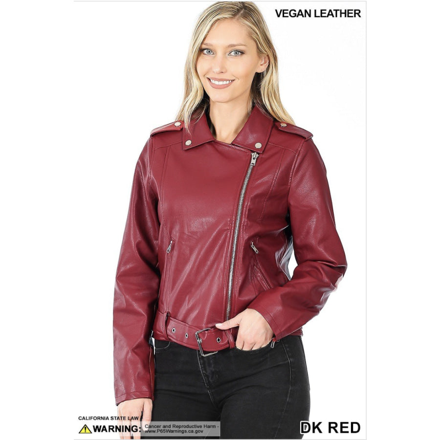 PREORDER! Vegan Leather Belted Moto Jacket - arriving late January Jacket