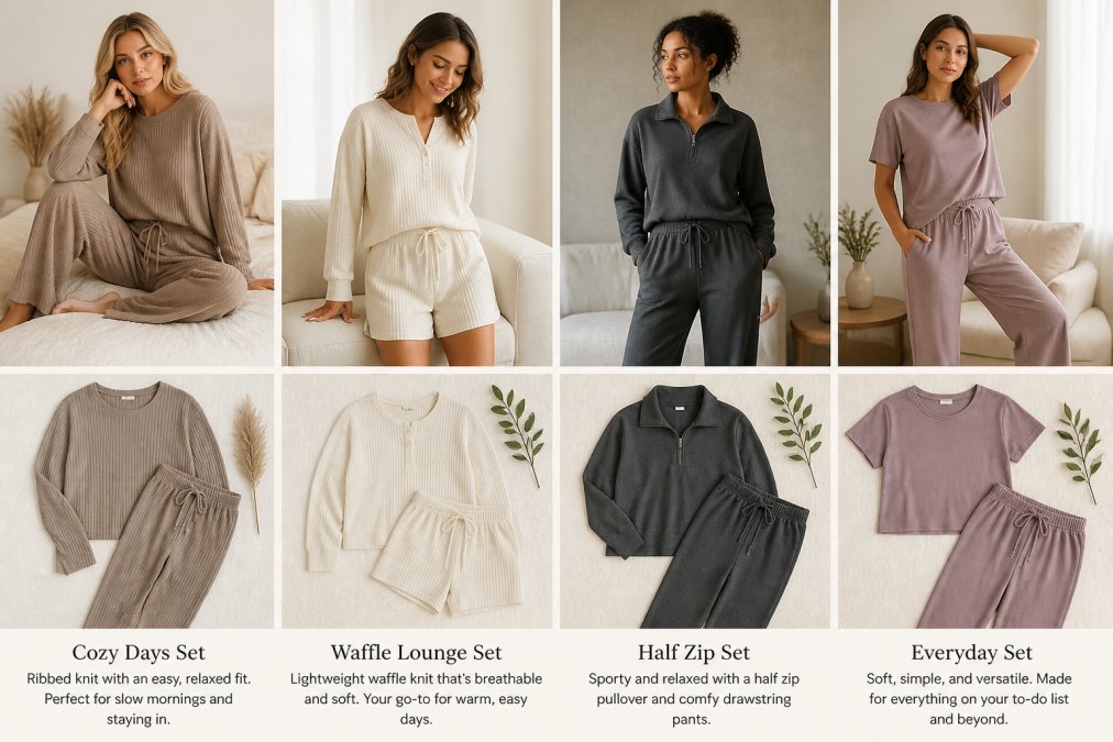 Buttery Soft Loungewear for Travel: 4 Sets
