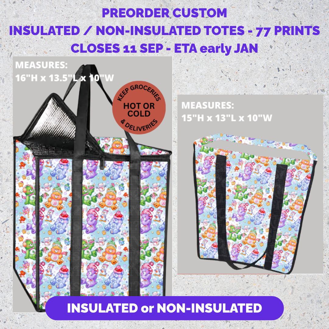 Preorder Custom Insulated and Non-Insulated Totes - Closes 11 Sep