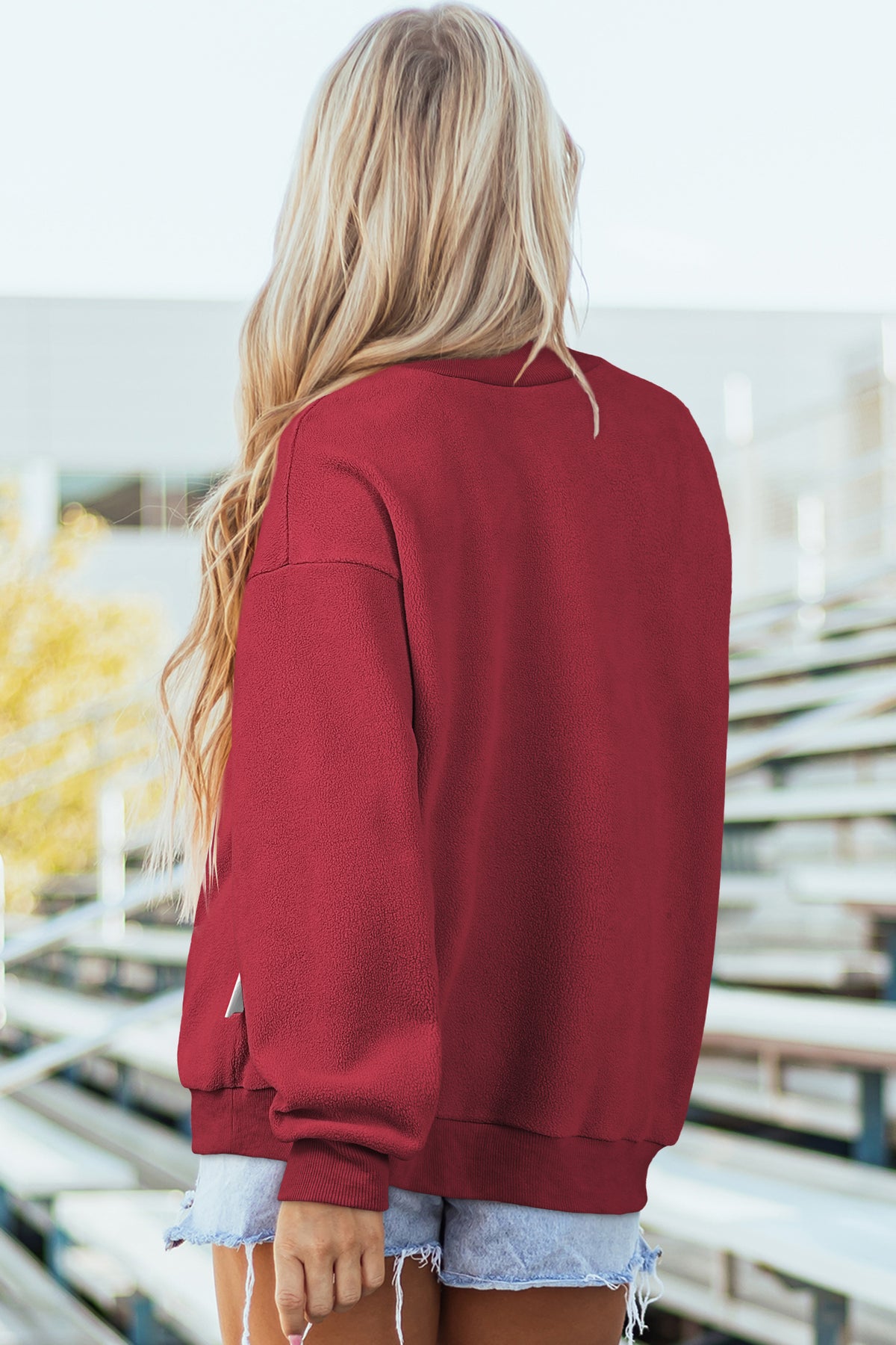 Bluing Oversize Drop Shoulder Reversible Mock Neck Sweatshirt