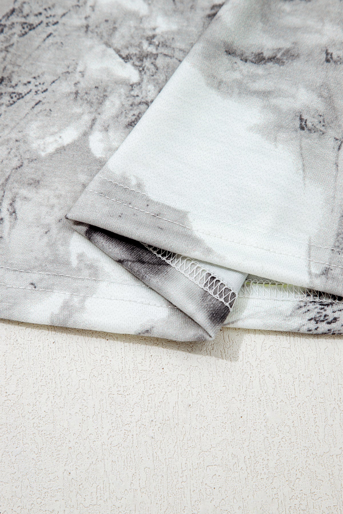 Gray Abstract Woodland Print Slim Fitted T Shirt