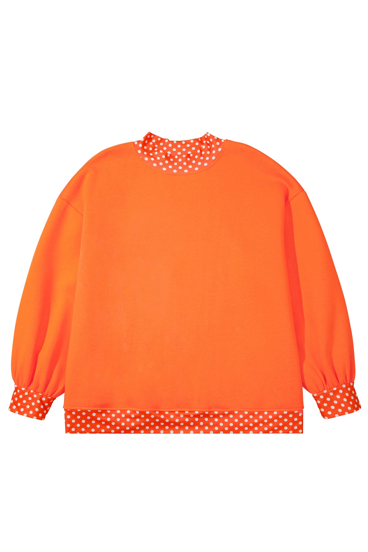 Racing Red Polka Dot Patchwork Round Neck Plus Size Sweatshirt