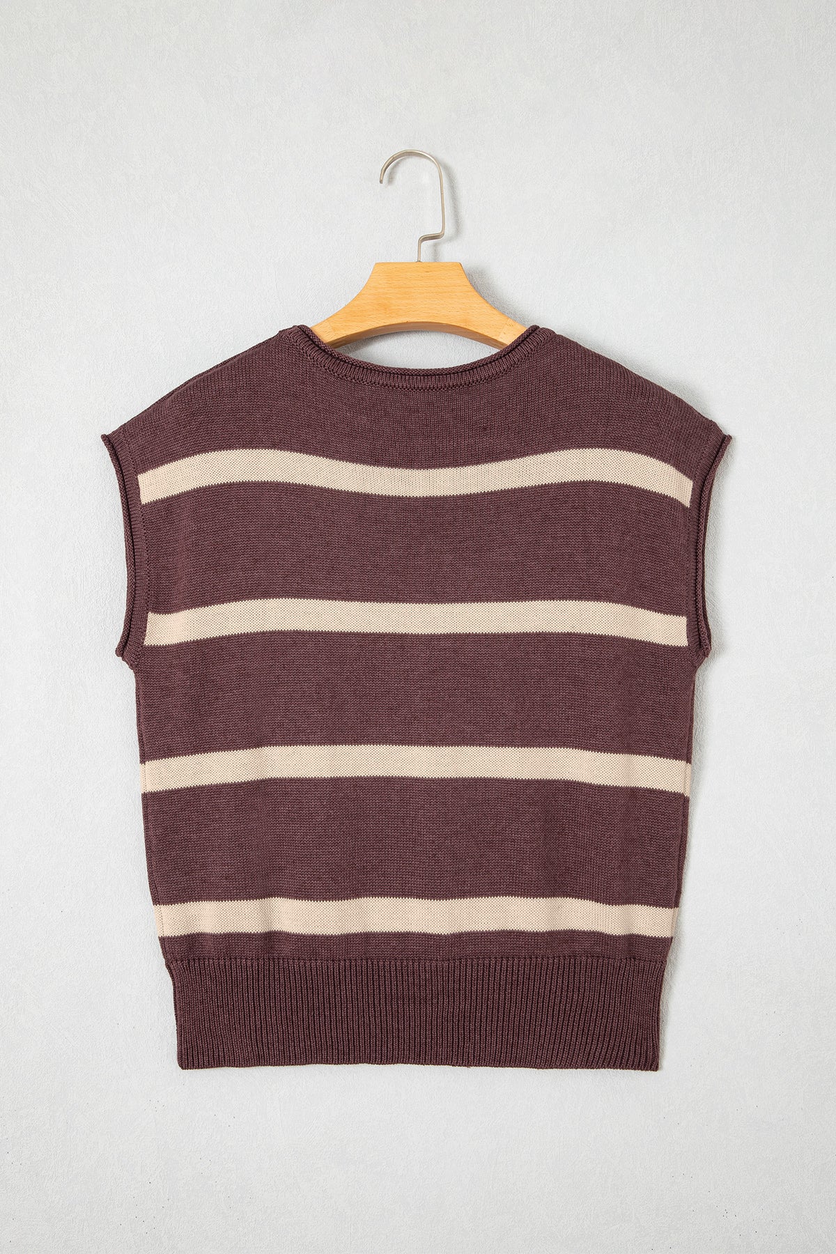 Rose Stripe Knit Western Short Sleeve Sweater