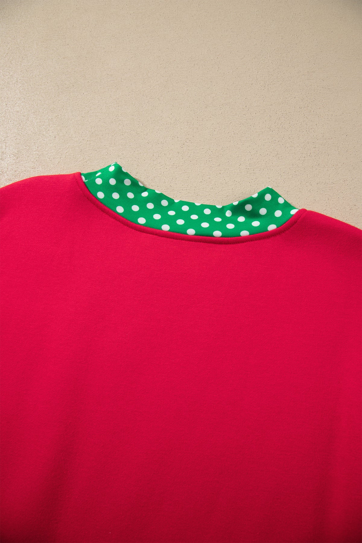 Brown Colorblock Polka Dot Contrast Trim Oversized Sweatshirt