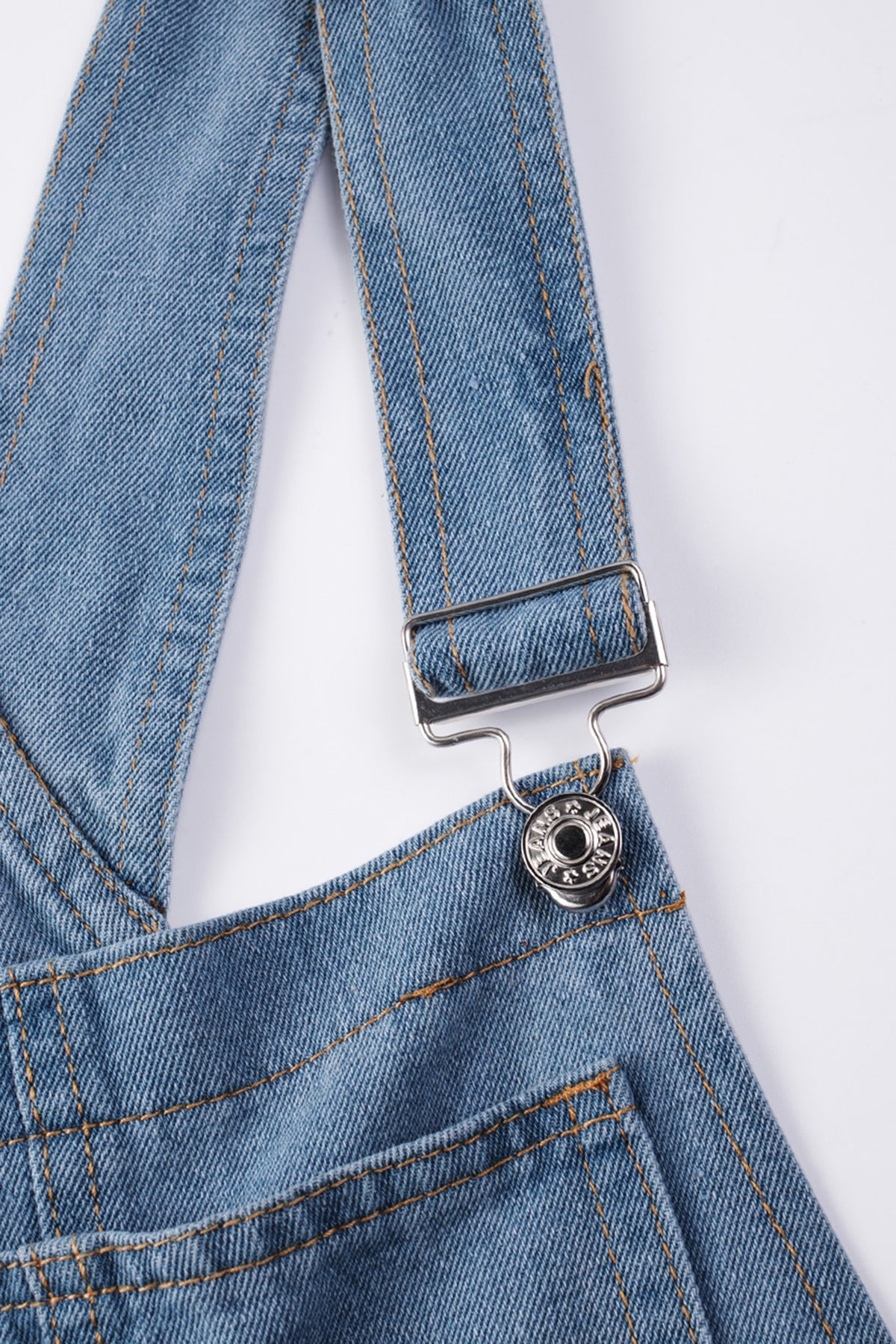 Light Blue Retro Bib Pocket Buckle Straps Casual Denim Jumpsuit