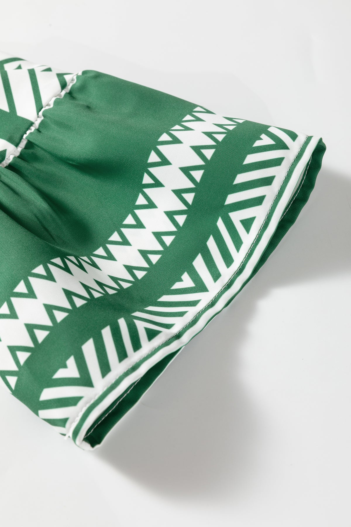 Green Boho Ethnic Print Half Button 3/4 Sleeve Casual Dress