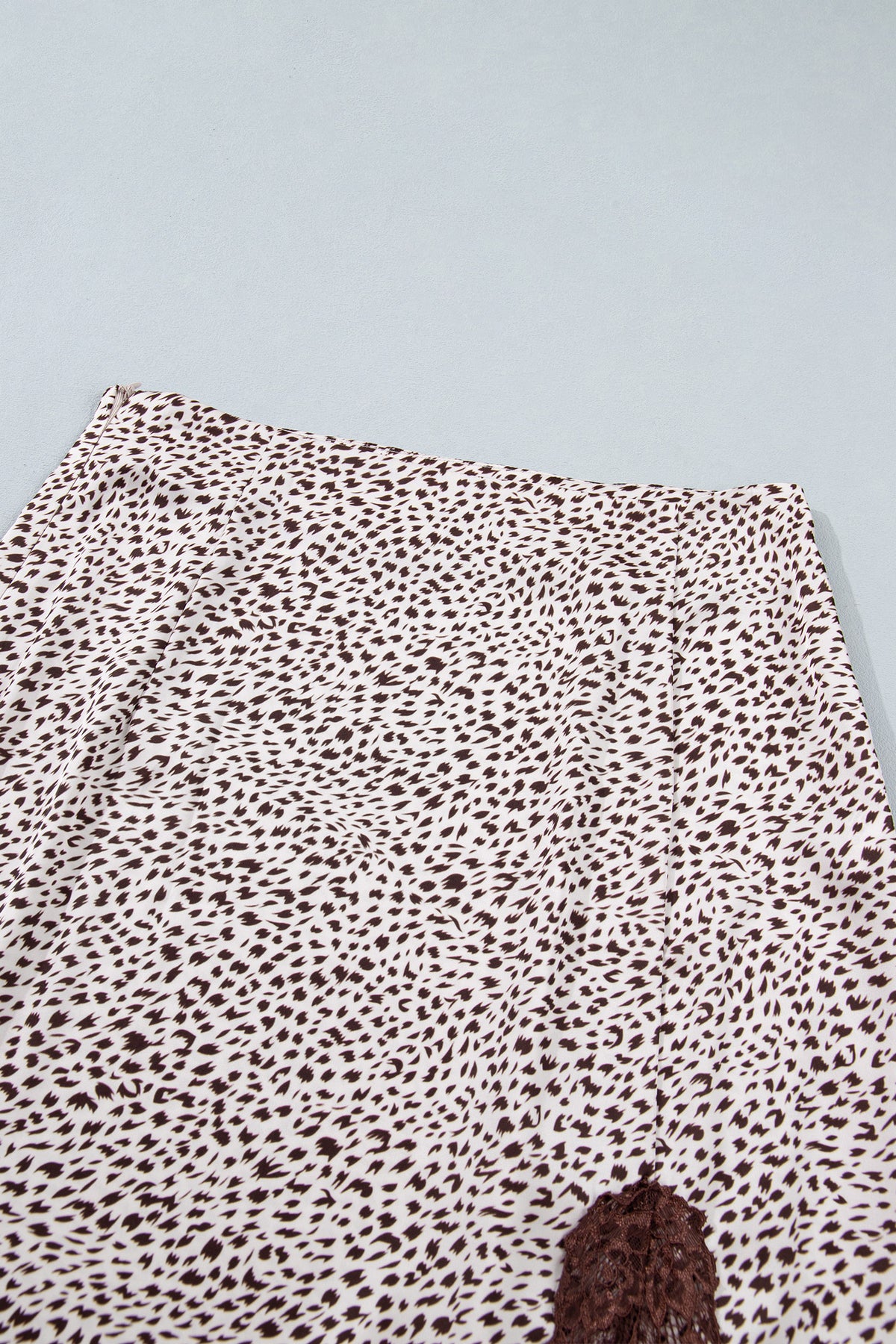 Brown Cheetah Print Trim Split Long Western Skirt