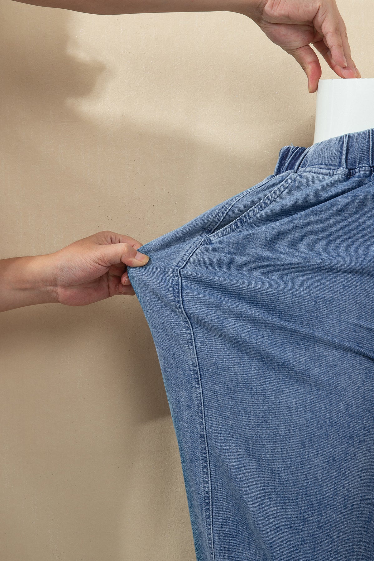 Dusk Blue Elastic Waist Harem Ankle Length Jeans