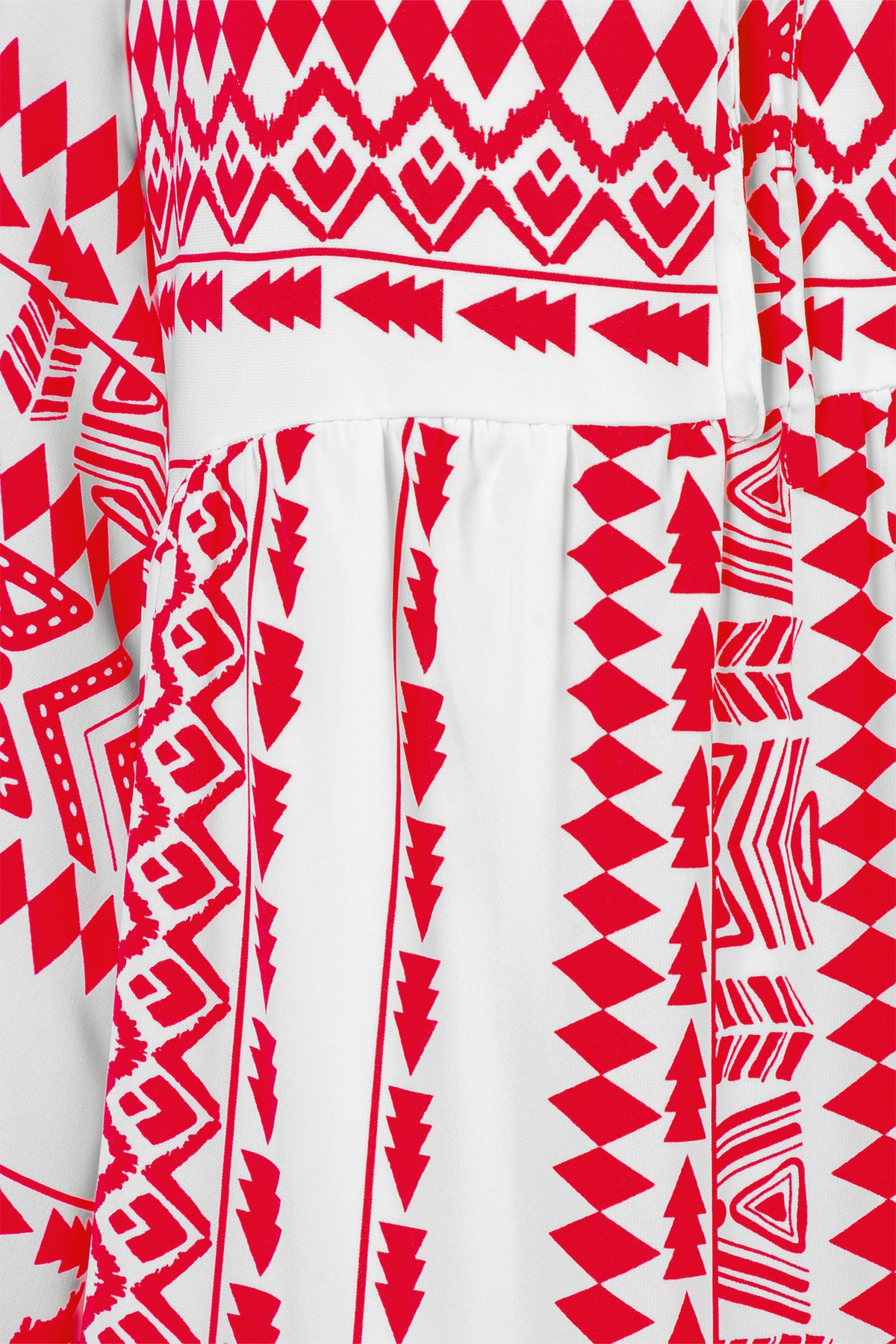 Red Boho Printed Half Sleeve Maxi Dress