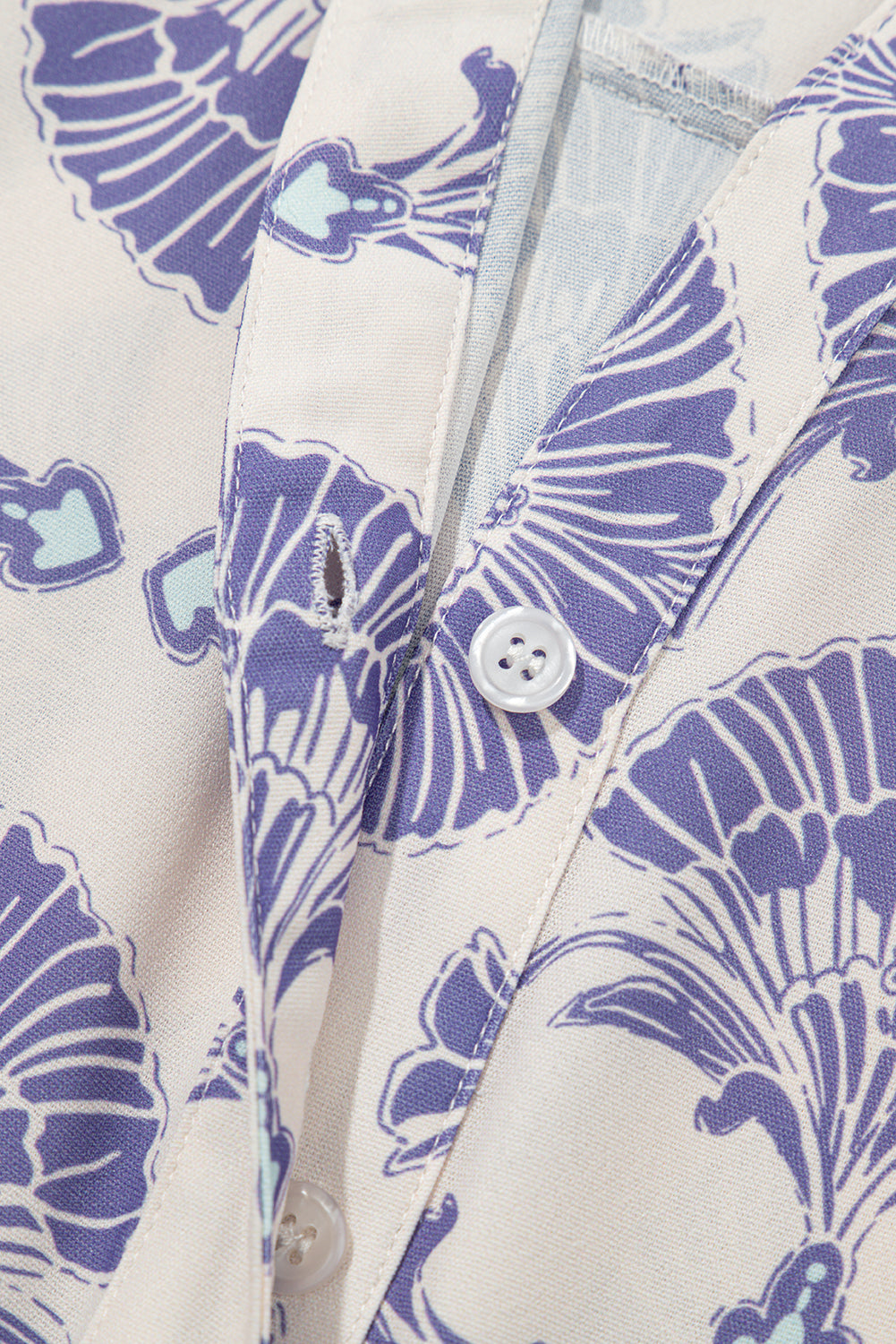 Sky Blue Printed Shirt Collar Half Button A-line Mini Dress