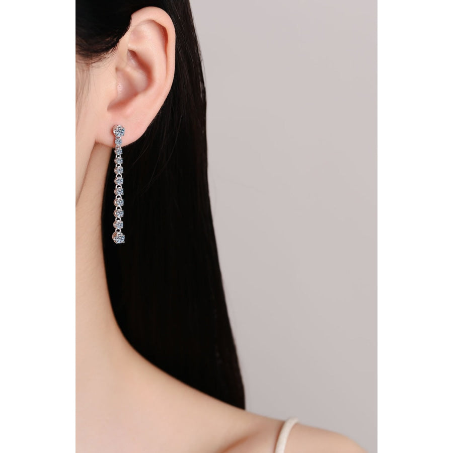 1.18 Carat Moissanite Long Earrings Silver / One Size