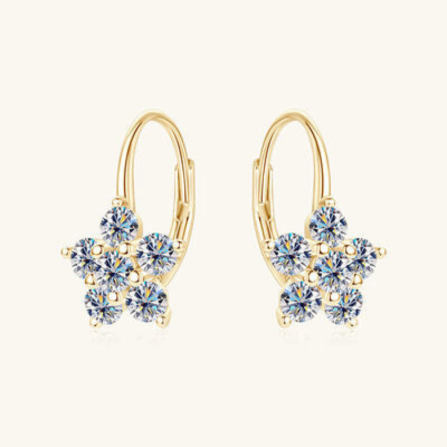 1.2 Carat 925 Sterling Silver Moissanite Flower Huggie Earrings Gold / One Size Apparel and Accessories