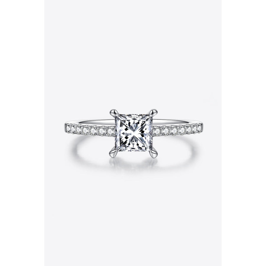 1.21 Carat Moissanite 925 Sterling Silver Side Stone Ring