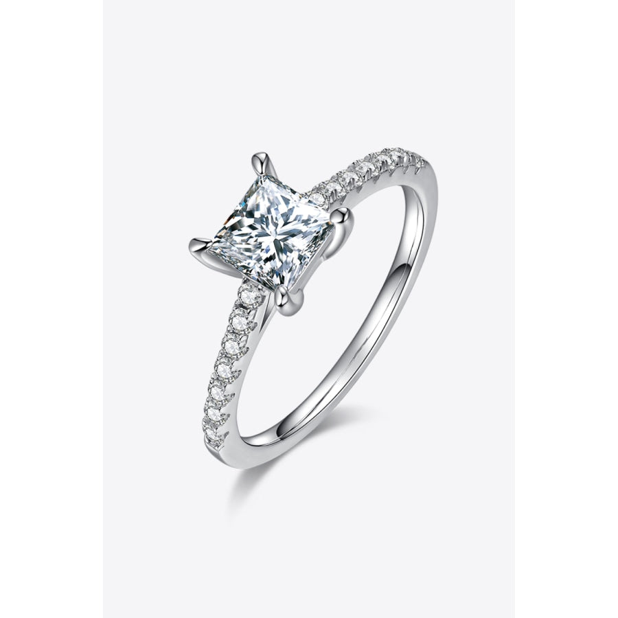 1.21 Carat Moissanite 925 Sterling Silver Side Stone Ring