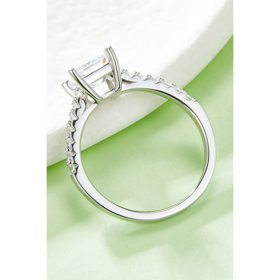 1.21 Carat Moissanite 925 Sterling Silver Side Stone Ring Silver / 4.5