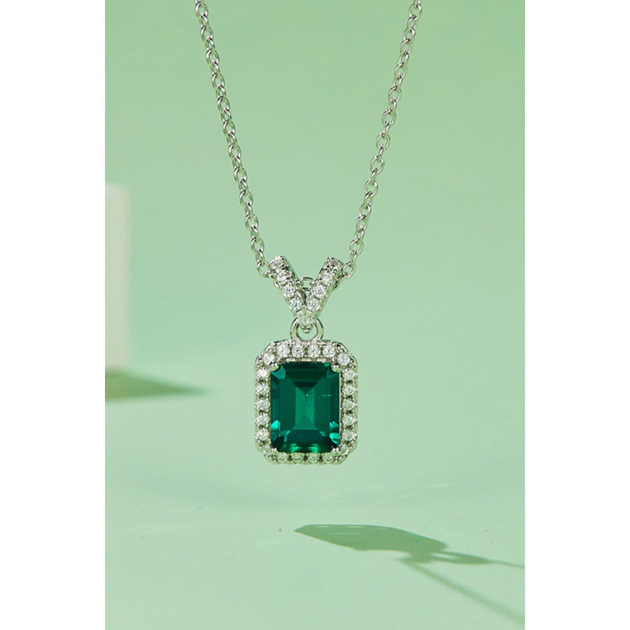 1.25 Carat Lab-Grown Emerald Pendant Necklace Green / One Size