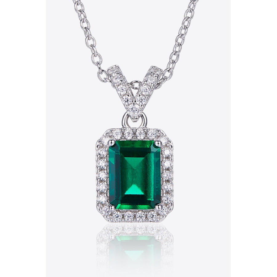1.25 Carat Lab-Grown Emerald Pendant Necklace Green / One Size