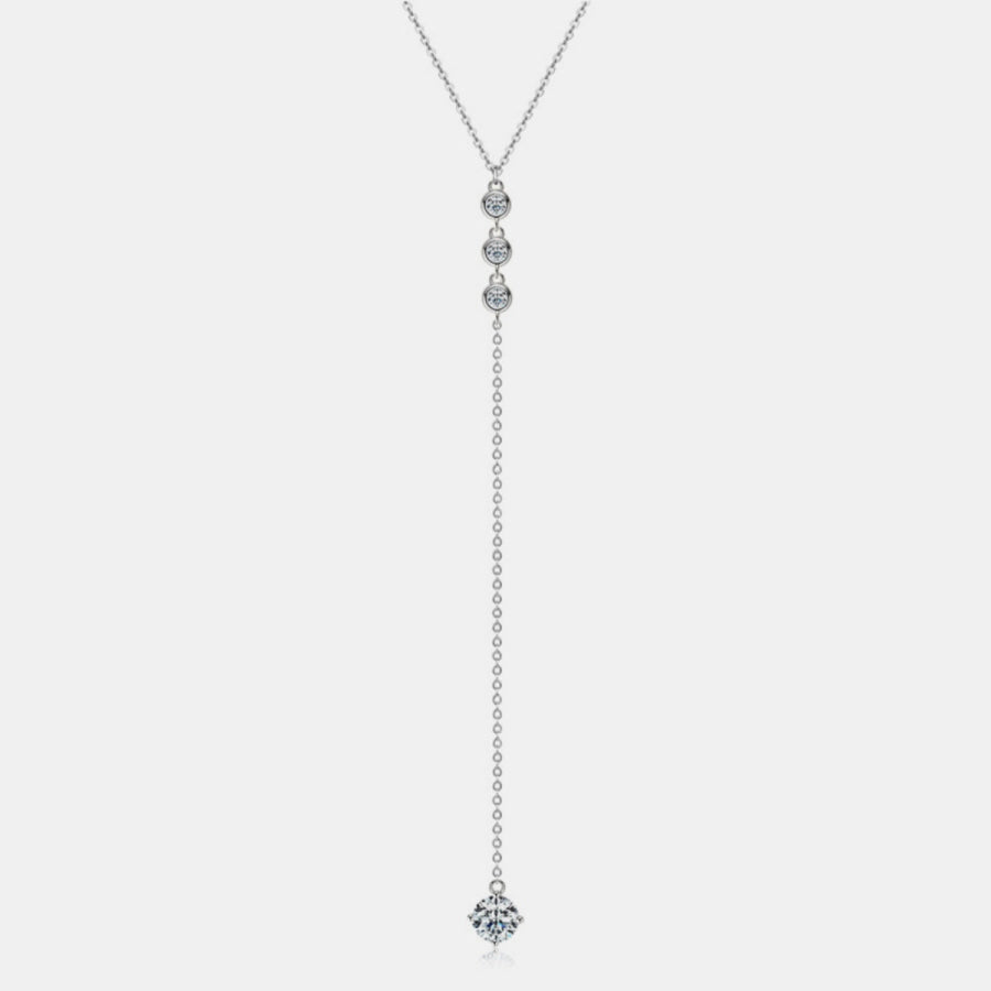 1.3 Carat Moissanite 925 Sterling Silver Drop Necklace Silver / One Size Apparel and Accessories