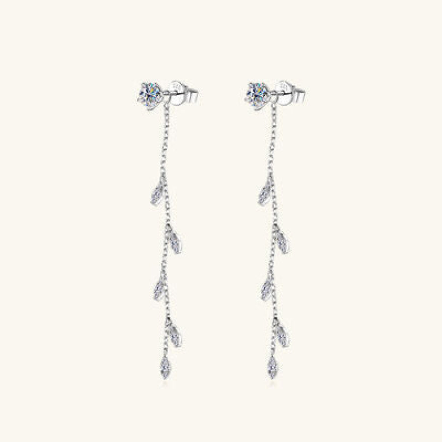 1.38 Carat Moissanite 925 Sterling Silver Leaf Earrings Apparel and Accessories