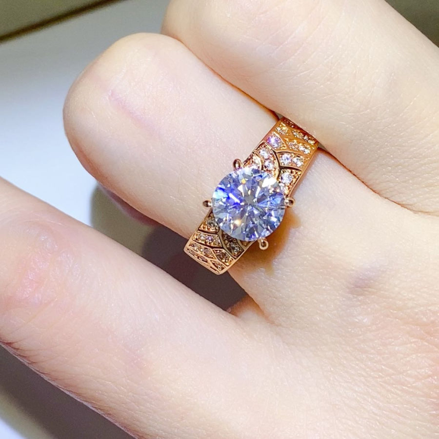 1.5 Carat 925 Sterling Silver Moissanite Ring Gold / 5 Apparel and Accessories