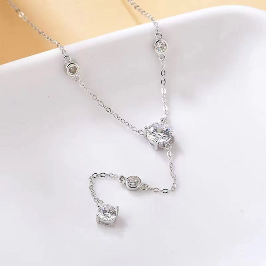 1.5 Carat Moissanite 925 Sterling Silver Necklace / One Size Apparel and Accessories