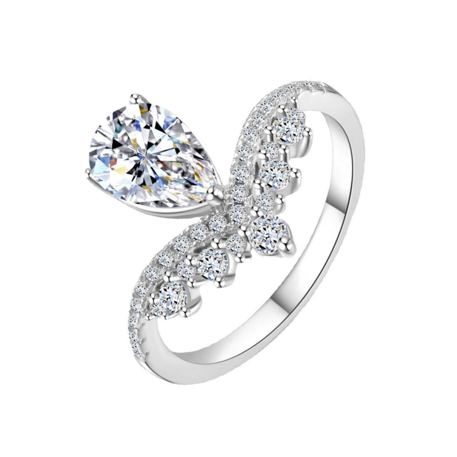 1.5 Carat Moissanite 925 Sterling Silver Ring Silver / One Size Apparel and Accessories