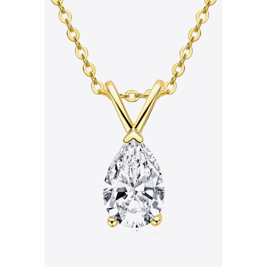 1.5 Carat Moissanite Pendant 925 Sterling Silver Necklace Gold / One Size